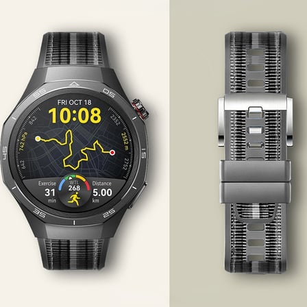 Huawei Watch GT5 Pro 46mm İle Uyumlu Örgü Desen Metal Tokalı Silikon Akıllı Saat Kordonu