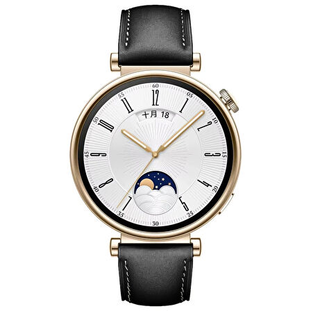 Huawei Watch GT4 41mm İle Uyumlu Starlight Gold Metal Tokalı Deri Zarif Şık Kordon