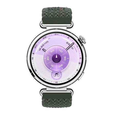 Sneezy Huawei Watch GT6 41mm İle Uyumlu Metal Klips Solo Fiberlink Kumaş Örgü Kordon