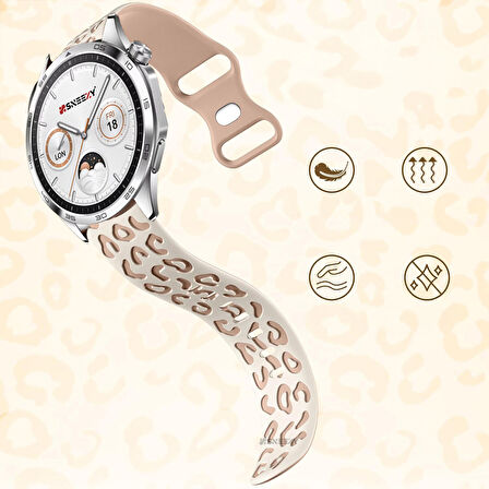 Huawei Watch GT2 GT3 GT4 GT5 46mm İle Uyumlu Leopar Desenli Silikon Kordon Kayış