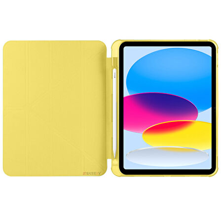 İpad 10.Nesil 10.9 inç 2022 Uyumlu Üçgen Katlanabilir Kalemlikli Yatay Dikey Standlı Akıllı Kılıf