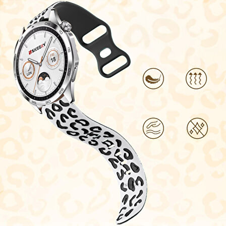 Huawei Watch GT2 GT3 GT4 GT5 46mm İle Uyumlu Leopar Desenli Silikon Kordon Kayış