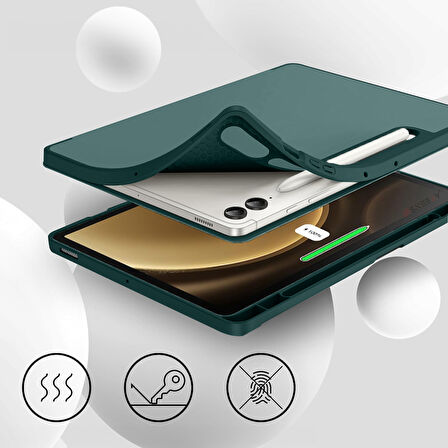 Samsung Galaxy Tab S10 Plus X820 12.4 İnç Kılıf Premium Silikon Kalem Bölmeli Smart Case