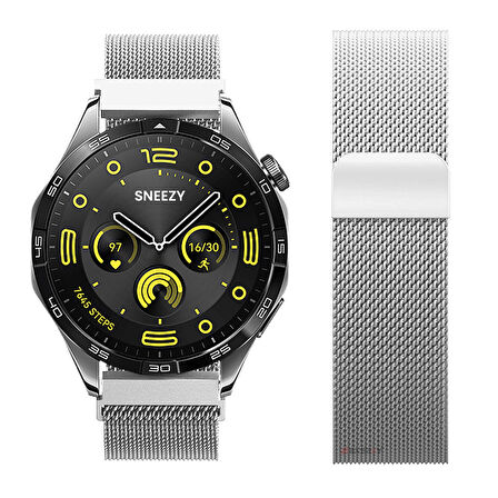 Huawei Watch GT4 46mm Uyumlu Manyetik Milanese Loop Metal Kordon 