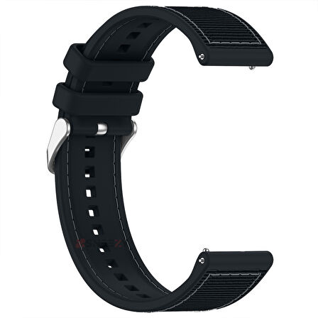 Sneezy Huawei Watch GT6 Pro 46mm İle Uyumlu Metal Tokalı Dikiş Desenli Dokuma Silikon Kordon