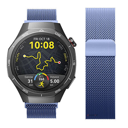 Huawei Watch GT5 Pro 46mm Uyumlu Manyetik Milanese Loop Metal Kordon 