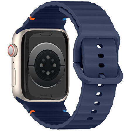 Apple Watch 42mm 44mm 45mm S10 46mm Ultra 49mm Uyumlu Dalga Desenli Tokalı Yumusaş Silikon Kordon