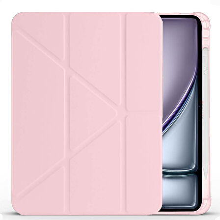Apple iPad Air 11'' M3 2025/M2 2024 Uyumlu Üçgen Katlanabilir Kalem Şarj Bölmeli Standlı Kılıf