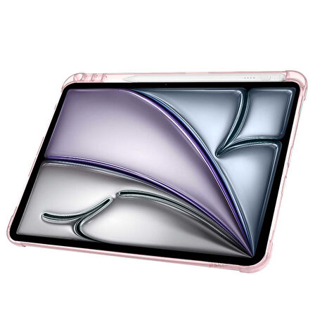 Apple iPad Air 11'' M3 2025/M2 2024 Uyumlu Üçgen Katlanabilir Kalem Şarj Bölmeli Standlı Kılıf
