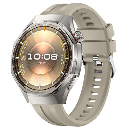 Sneezy Huawei Watch GT6 Pro 46mm İle Uyumlu Spor Silikon Metal Tokalı Soft Saat Kordonu