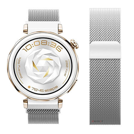 Huawei Watch GT5 Pro 42mm Uyumlu Manyetik Milanese Loop Metal Kordon 