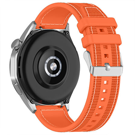 Sneezy Huawei Watch GT6 Pro 46mm İle Uyumlu Metal Tokalı Dikiş Desenli Dokuma Silikon Kordon