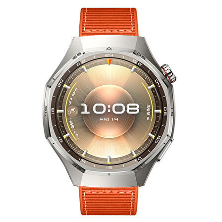 Sneezy Huawei Watch GT6 Pro 46mm İle Uyumlu Metal Tokalı Dikiş Desenli Dokuma Silikon Kordon