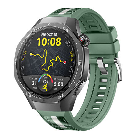 Huawei Watch GT5 Pro 46mm İle Uyumlu SportStripe Örgü Desen Metal Tokalı Silikon Akıllı Saat Kordonu