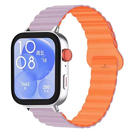 Huawei Watch Fit 3 İle Uyumlu Duo Baklalı Magnetik Silikon Kordon