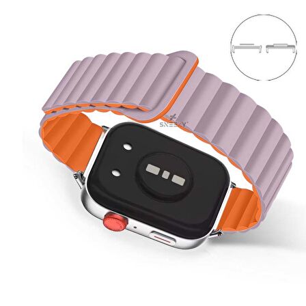 Huawei Watch Fit 3 İle Uyumlu Duo Baklalı Magnetik Silikon Kordon