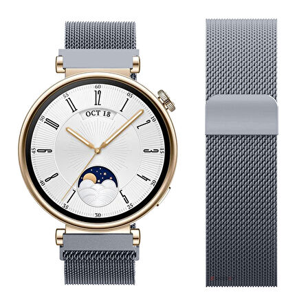 Huawei Watch GT4 41mm Uyumlu Manyetik Milanese Loop Metal Kordon 