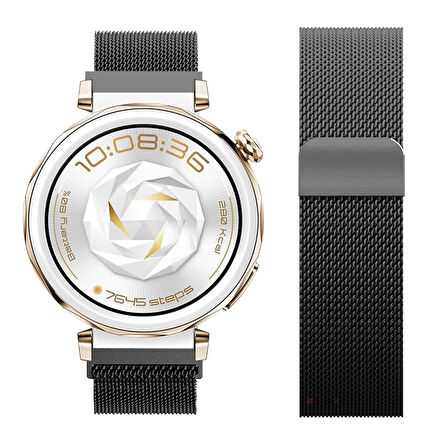 Huawei Watch GT5 Pro 42mm Uyumlu Manyetik Milanese Loop Metal Kordon 