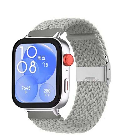 Huawei Watch Fit 3 İle Uyumlu Metal Klips Solo Fiberlink Örgü Kordon