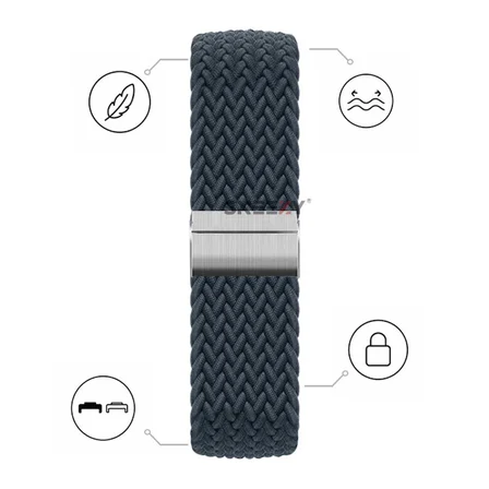 Huawei Watch Fit 5 İle Uyumlu Metal Klipsli Solo Fiberlink Yumuşak Kumaş Örgü Kordon