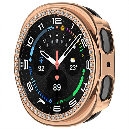 Samsung Galaxy Watch 8 40mm İle Uyumlu Zarif Kristal Taşlı Kasa Koruyucu Kılıf