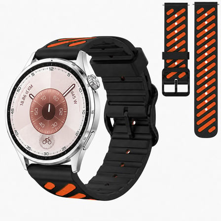 Huawei Watch GT 6 46 mm Uyumlu Çift Renkli Delikli Silikon Spor Kordon