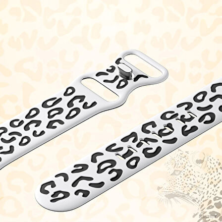 Apple Watch Ultra 1 ve 2 Uyumlu 49mm Leopar Desenli Yumuşak Silikon Kordon