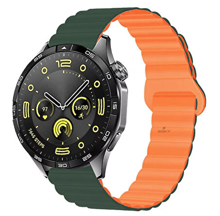 Sneezy Huawei Watch GT5 46mm İle Uyumlu 22mm Harmony Duo Magnetik Silikon Kordon