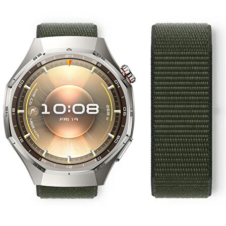 Huawei Watch GT6 Pro 46mm İle Uyumlu Ayarlanabilir Cırt Cırtlı Yumuşak Spor Kumaş Örgü Kordon