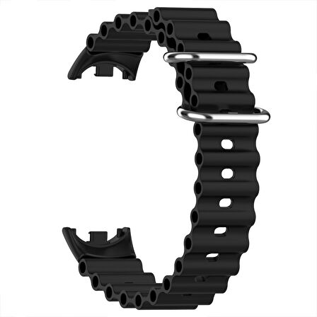 Xiaomi Mi Band 9 İle Uyumlu Dalga Desenli Metal Tokalı Yumuşak Silikon Kordon 
