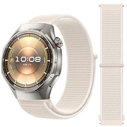 Huawei Watch GT6 Pro 46mm İle Uyumlu Ayarlanabilir Cırt Cırtlı Yumuşak Spor Kumaş Örgü Kordon