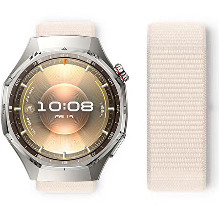 Huawei Watch GT6 Pro 46mm İle Uyumlu Ayarlanabilir Cırt Cırtlı Yumuşak Spor Kumaş Örgü Kordon
