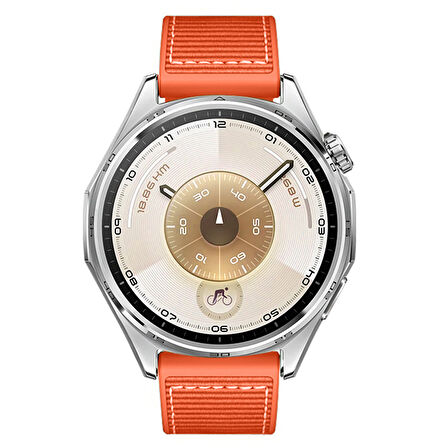 Sneezy Huawei Watch GT6 46mm İle Uyumlu Metal Tokalı Dikiş Desenli Dokuma Silikon Kordon