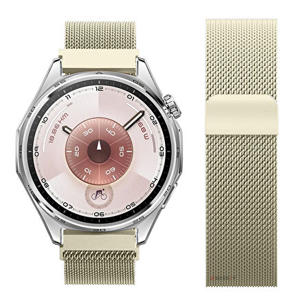 Huawei Watch GT6 46mm Uyumlu Manyetik Milanese Loop Metal Kordon 