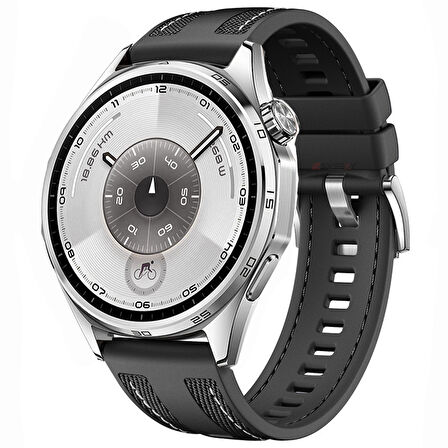 Sneezy Huawei Watch GT6 46mm ile Uyumlu Metal Tokalı Dikiş Detaylı Şık Dokuma Silikon Kordon