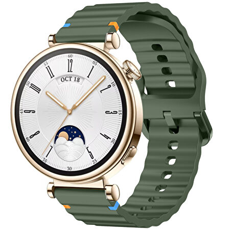 Huawei Watch GT4 41mm İle Uyumlu Dalga Desenli Tokalı Yumusaş Soft Silikon Kordon