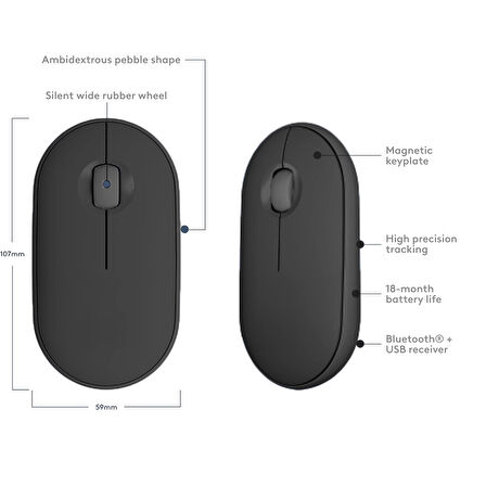 Tüm Macbook Modelleriyle Uyumlu B180 630-012736 Sessiz Optik Kablosuz Mouse Pilli