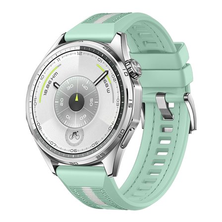 Huawei Watch GT6 46mm İle Uyumlu SportStripe Örgü Desen Metal Tokalı Silikon Akıllı Saat Kordonu