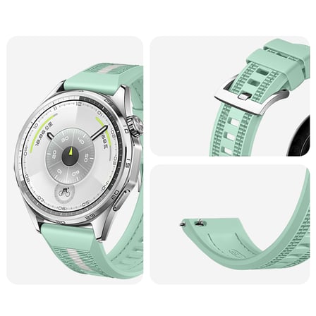 Huawei Watch GT6 46mm İle Uyumlu SportStripe Örgü Desen Metal Tokalı Silikon Akıllı Saat Kordonu