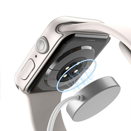 Apple Watch 42MM 4-5-6 SE Seri Uyumlu Starlight 360 Derece Koruma ve Temperli Cam Ekran Koruyucu