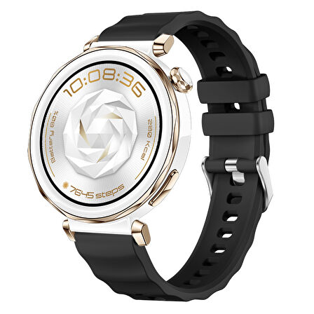 Sneezy Huawei Watch GT5 Pro 42mm İle Uyumlu SoftFlex Metal Tokalı Spor Silikon Akıllı Saat Kordonu