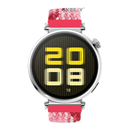 Sneezy Huawei Watch GT 5 41mm İle Uyumlu Metal Klips Solo Fiberlink Kumaş Örgü Kordon