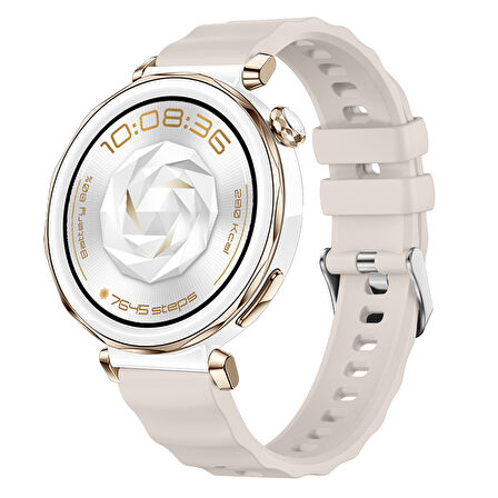 Sneezy Huawei Watch GT5 Pro 42mm İle Uyumlu SoftFlex Metal Tokalı Spor Silikon Akıllı Saat Kordonu