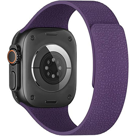 Apple Watch 2-3-4-5-6-7-8-10 & SE Uyumlu Manyetik Desenli Spor Silikon Kordon (38/40/41 & 42 mm)