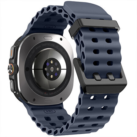 Samsung Galaxy Watch 7 Ultra İle Uyumlu AirFlow Metal Tokalı Yumuşak Soft Silikon Kordon 