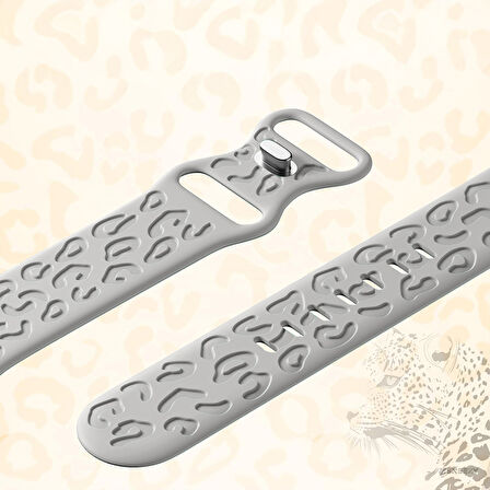 Apple Watch Ultra 1 ve 2 Uyumlu 49mm Leopar Desenli Yumuşak Silikon Kordon