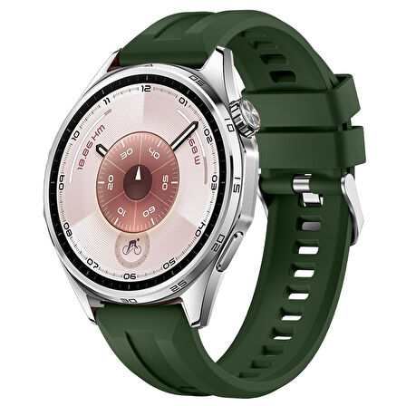 Sneezy Huawei Watch GT6 46mm İle Uyumlu Spor Silikon Metal Tokalı Soft Saat Kordonu