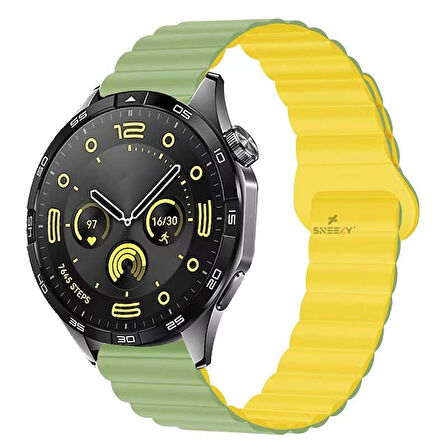 Sneezy Huawei Watch GT5 46mm İle Uyumlu 22mm Harmony Duo Magnetik Silikon Kordon