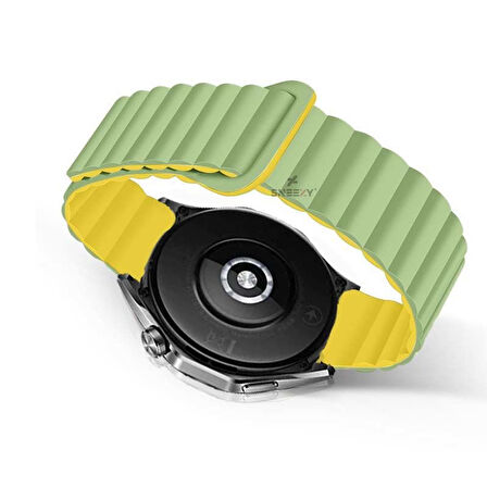 Sneezy Huawei Watch GT5 46mm İle Uyumlu 22mm Harmony Duo Magnetik Silikon Kordon