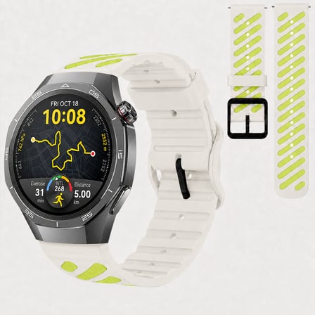 Huawei Watch GT 5 Pro 46 mm Uyumlu Çift Renkli Delikli Silikon Spor Kordon